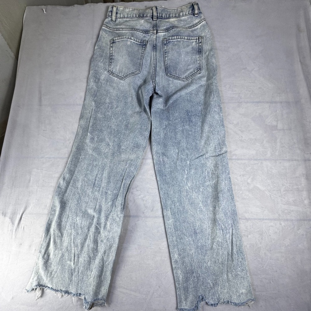 PacSun Womens Baggy Jeans Blue Denim 5-Pocket Raw Hem Light Wash Whisker 26 - Picture 2 of 16